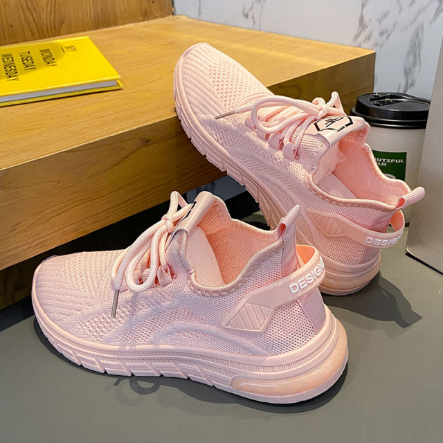 Pink Women Flykniting Casul Shoes Sport Shoes PQA7701A