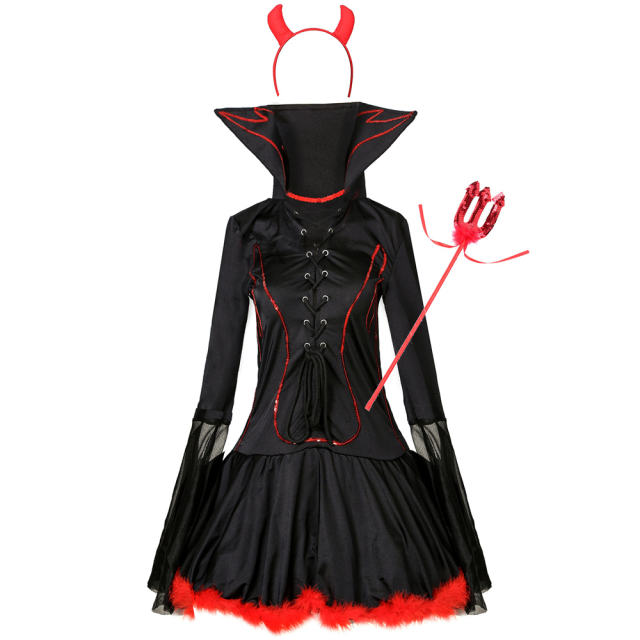 Red Halloween Evil Fancy Dress Carnival Haunted House Costume PQ113A