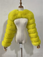 Red Winter Coat Women Faux Fur Shawl Long Sleeve Vest PQ00236C