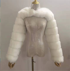 Red Winter Coat Women Faux Fur Shawl Long Sleeve Vest PQ00236C