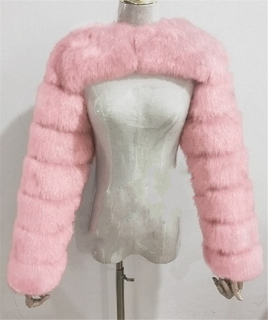 Red Winter Coat Women Faux Fur Shawl Long Sleeve Vest PQ00236C