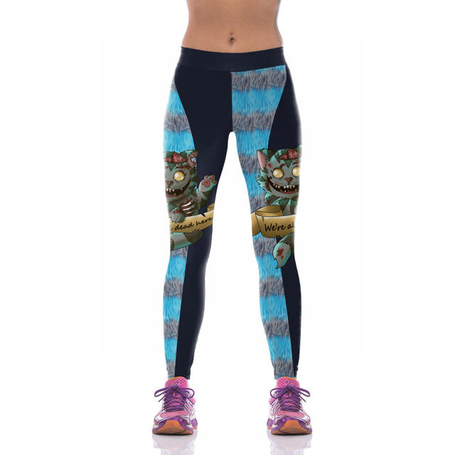 Halloween Leggings Women Cartoon Trousers Skull Printed Pants WKYK1001