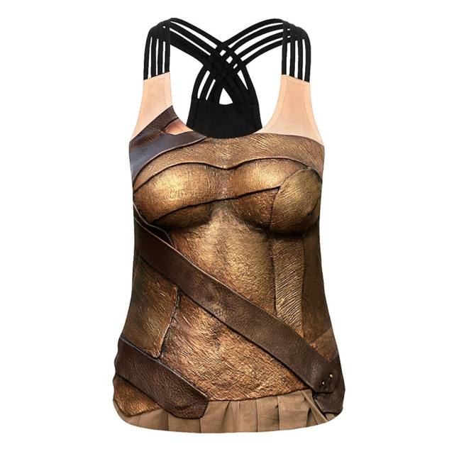 3D Printed Wonder Woman Vest Blouses Halloween Cosplay Tops PQB104-193
