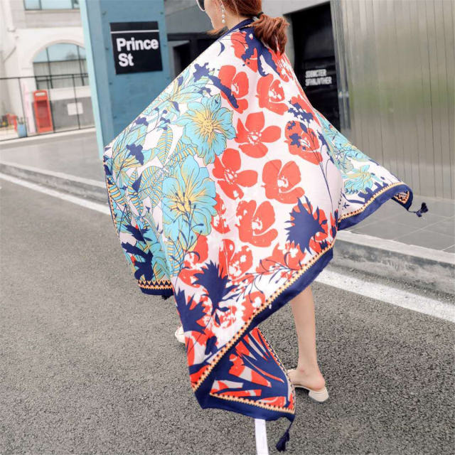 Wholesale Ethnic Silk Beach Towel Seaside Sunscreen Cotton Scarf PQ8803-14