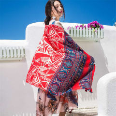 Wholesale Seaside Sunscreen Cotton Scarf Ethnic Silk Beach Towel PQ8803-10