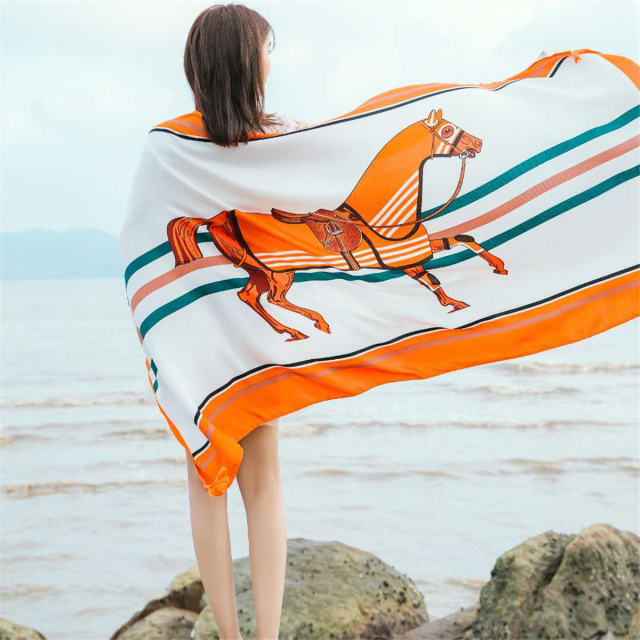 Wholesale Seaside Sunscreen Cotton Scarf Ethnic Silk Beach Towel PQ8803-10