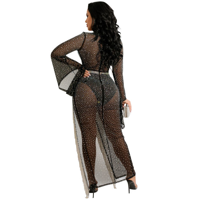 Deep V-neck Sexy Rhinestone Cocktail Dresses Sequin Evening Dress PQ5597