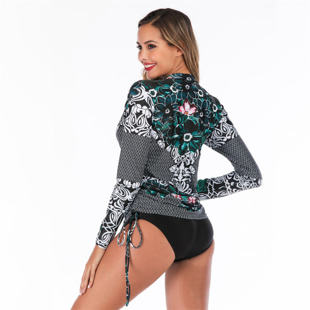 Surfing Suit Sunscreen Long Sleeve Tankini Women's Swimsuit Diving Suit PQ6616