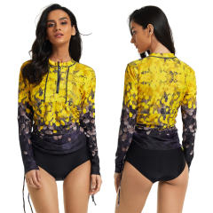 Surfing Suit Sunscreen Long Sleeve Tankini Women's Swimsuit Diving Suit PQ6616