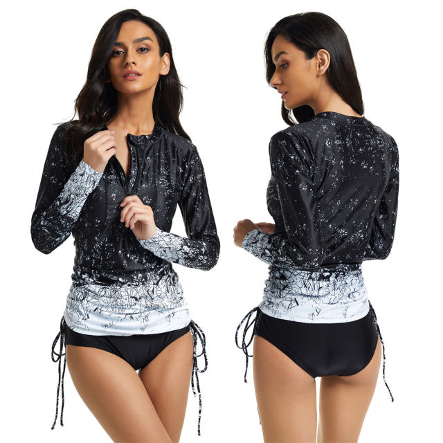 Surfing Suit Sunscreen Long Sleeve Tankini Women's Swimsuit Diving Suit PQ6616