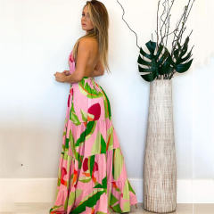 Casual Bohemia Dress Women Floral Print Maxi Dresses PQ9013