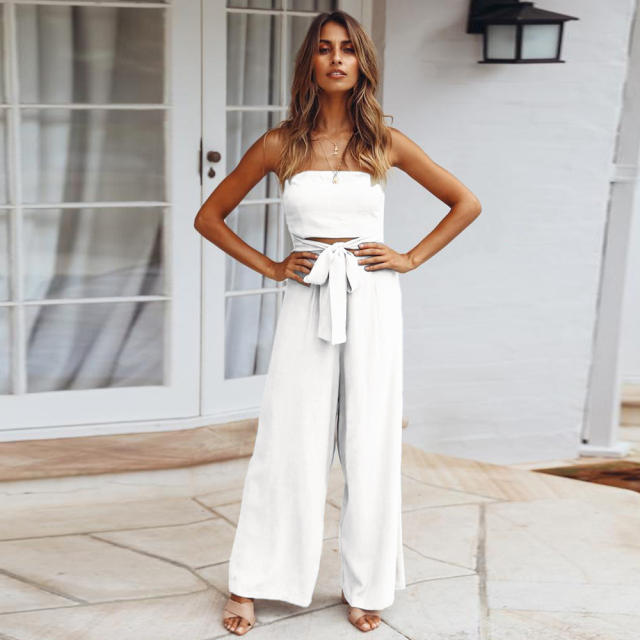 Solid Color Sleeveless Bodysuit Women Summer Jumpsuit PQLQ237