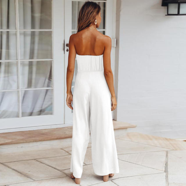 Solid Color Sleeveless Bodysuit Women Summer Jumpsuit PQLQ237