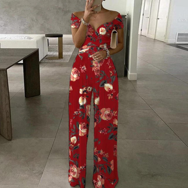 Floral Print Bodysuit Women Summer Jumpsuit PQ9105