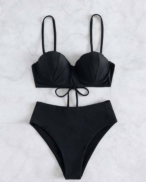 Women Sexy Shell Bikini Swimwear Solid Color Swimming Wear PQ7398B