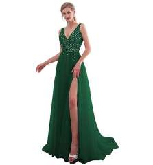 Pink Sequin Evening Party Dresses Sexy Women High Split Prom Dress PQYQ019