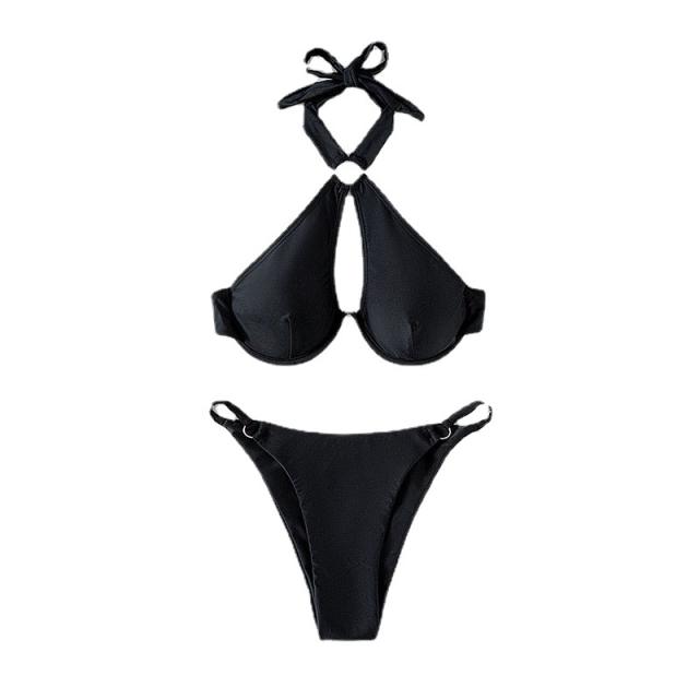 Black Push Up Bikinis Women Sexy Swimwear Halter Beach Wear PQX1-16
