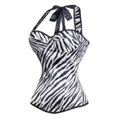 Zebra Printed Overbust Corselet Women Sexy Halter Corset PQ7376