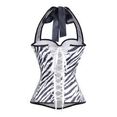 Zebra Printed Overbust Corselet Women Sexy Halter Corset PQ7376