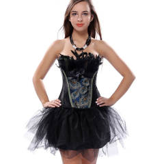 Peacock Deather Corset Dress Women Court Overbust Corselet Sexy Shaper PQ2871
