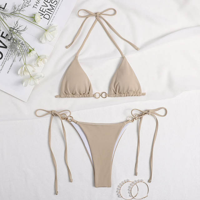 Triangle Bikini Sets For Female Brazilian Swimwear Beach Equipment Halter Swimming Suit PQ20155