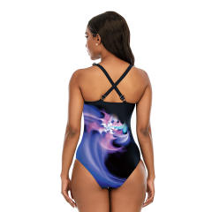 Digital Print One Piece Swimsuit Women Vintage Swimwear Fashion Floral Monokini PQ2104