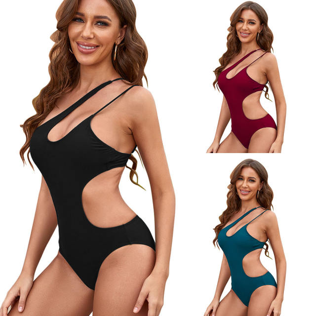One Shoulder Monokini Leopard One Piece Swimwear Cheetah Print Women Swimsuit PQ224