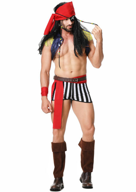 Men Pirate Cosplay Costume Halloween Sea Rover Uniform Adult Carnival Buccaneer Outfit PQ82218
