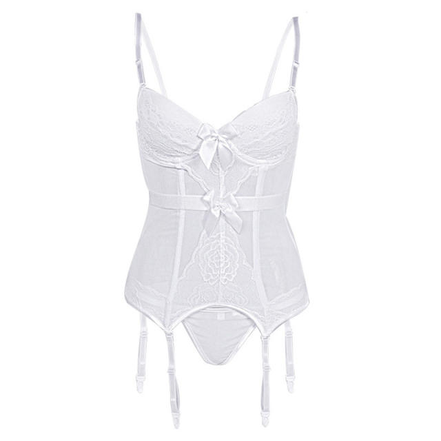 Sexy Mesh Bustier Women voluptuous Underwire Teddies Lingerie PQ8044