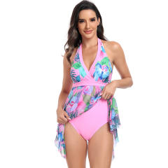 Wholesale Floral Print Swimsuit For Women's Printed Swimming Dress PQ24082