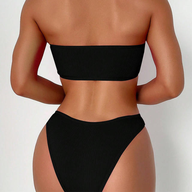 Solid Color Bandeau Bikinis Wholesale Women Swimwear PQ1508