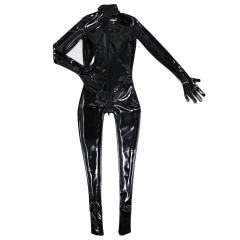 Woman Wetlook Rubber Catsuit High Neck Wholesale Latex Ammonia Jumpsuit PQ-GQ29