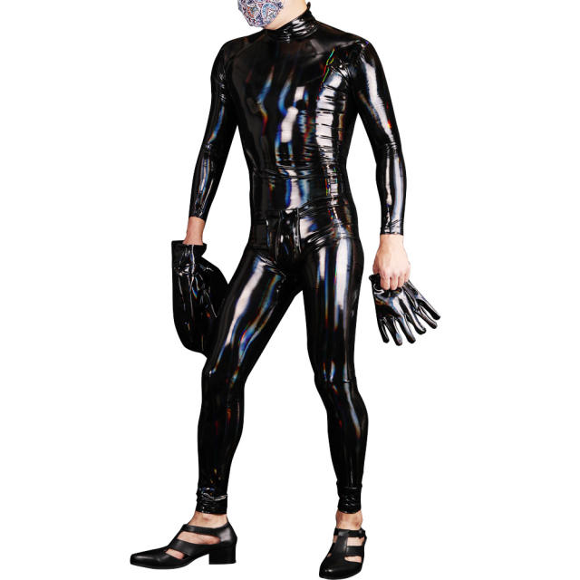 Symphony Latex Ammonia Jumpsuit Fetish Wear Sexy PU Catsuit For Men PQ-B08