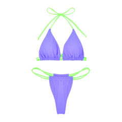 Women's Triangle Halter Bikini Micro Swimsuit Low Waist Bather Suit PQ5025