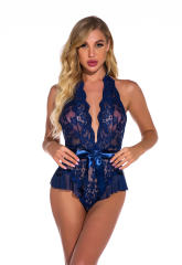 Women Lace Teddies Lingerie Sexy Mesh Night Dress V-neck Sleepwear PQ4016