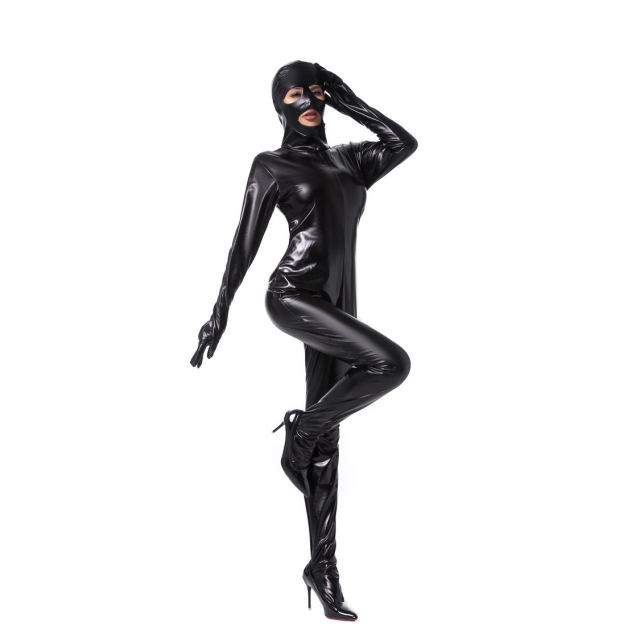 Wetlook PU Zentai Women Sexy Catsuit Faux Leather Jumpsuit Fetish Wear PQ1209