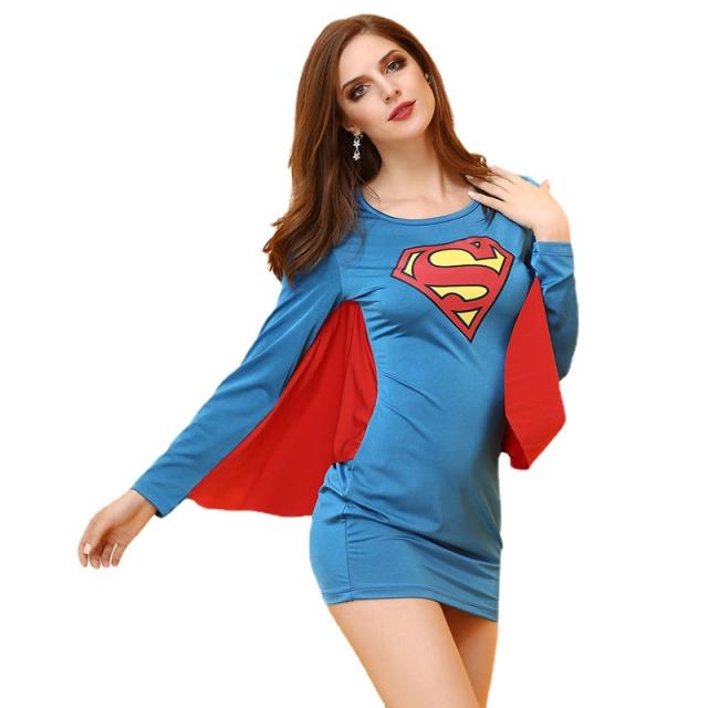 Superman superhero Dress Halloween COS Game Outfit Supergirl cosplay costume PQ1009