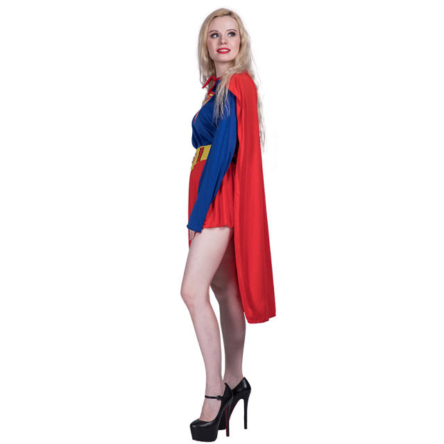 Superman Superhero Dress Halloween game Outfit Supergirl cosplay costume PQ071