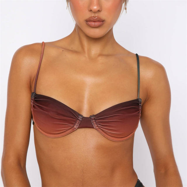 Women's Two-Piece Bikini Set Gradient Swimwear High Waist Bathing Suit PQ3035