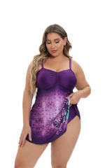 Plus Size Floral Swimdress, Ruched Sweetheart Neckline Bathers One Piece Bathing Suit PQ23006