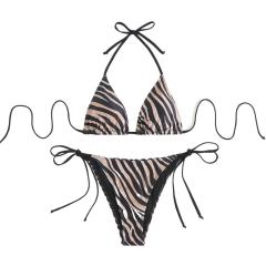 Women's Zebra Print String Bikini Set Sexy Ladies Beachwear PQ23050