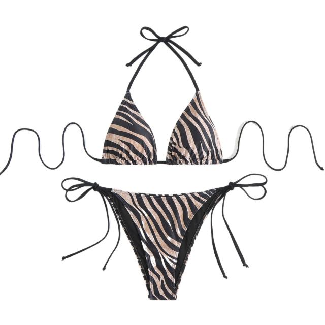 Women's Zebra Print String Bikini Set Sexy Ladies Beachwear PQ23050