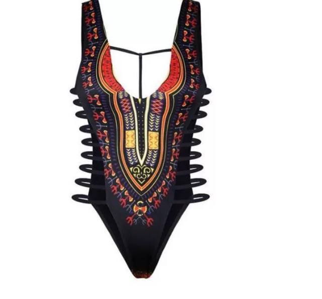 African Print One-Piece Swimsuit, Tribal Pattern Swimwear PQ18026