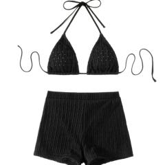 Women's 2 Piece Swimsuit Set, Female High Waist Ribbed Shorts PQ-PC28