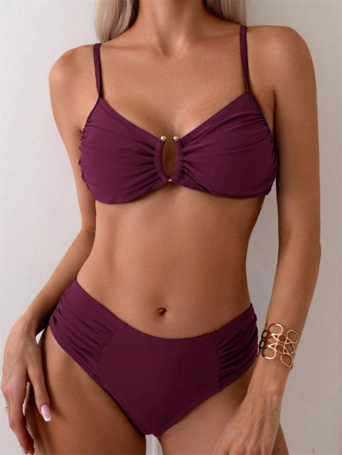 Women's Two Piece Swimsuit, Keyhole Top with Spaghetti Straps Swimwear PQ25022