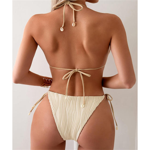 Wholesale Women's Ribbed Triangle Bikini Set, Micro Bathing Suit PQ8940