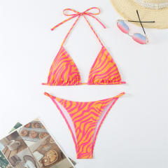 Triangle Bikini Set, Floral Cloud Print Swimwear, Two Piece Swimsuit PQ24055
