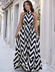 Women Casual Boho Bohemia Dresses Summer Halter Maxi Dress PQ-HD037