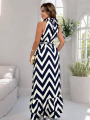 Women Casual Boho Bohemia Dresses Summer Halter Maxi Dress PQ-HD037