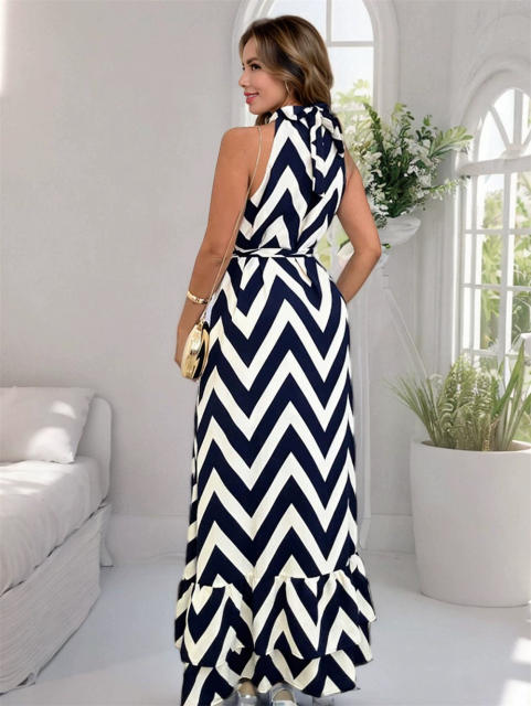 Women Casual Boho Bohemia Dresses Summer Halter Maxi Dress PQ-HD037